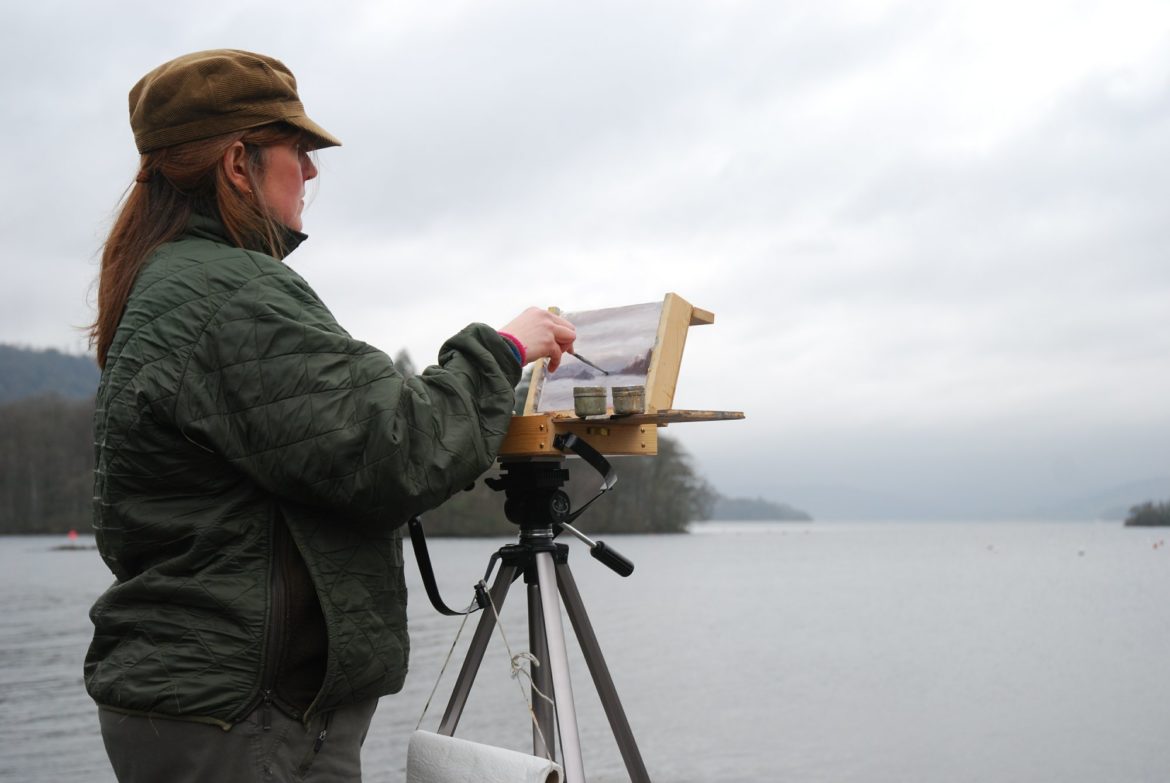 Alison Bradley sketching Lake Windermere