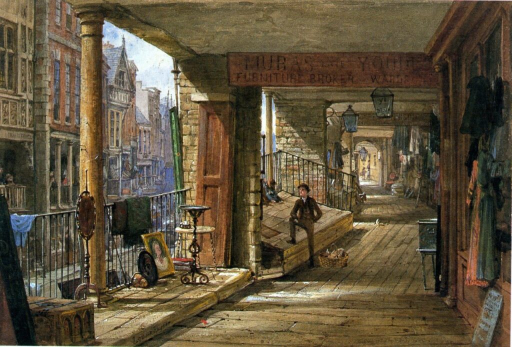 Chester's Watergate Row North by Victorian painter, Louise Rayner, courtesy of Chester's Grosvenor Museum