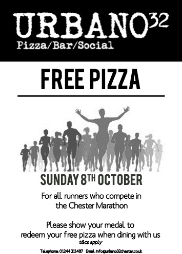 Urbano 32 Free pizza Chester Marathon