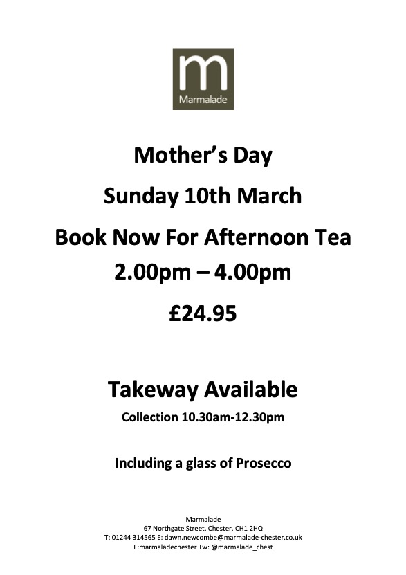 Mothers day Afternoon Tea at Marmalade